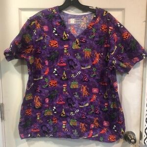 🎃 BIO Bring It On Halloween Scrub Top XL